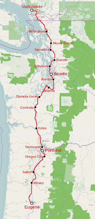 Amtrak Cascades Map