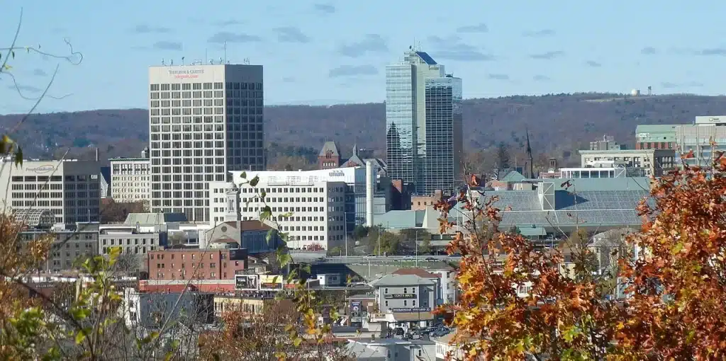 downtown worcester. worcester vs springfield