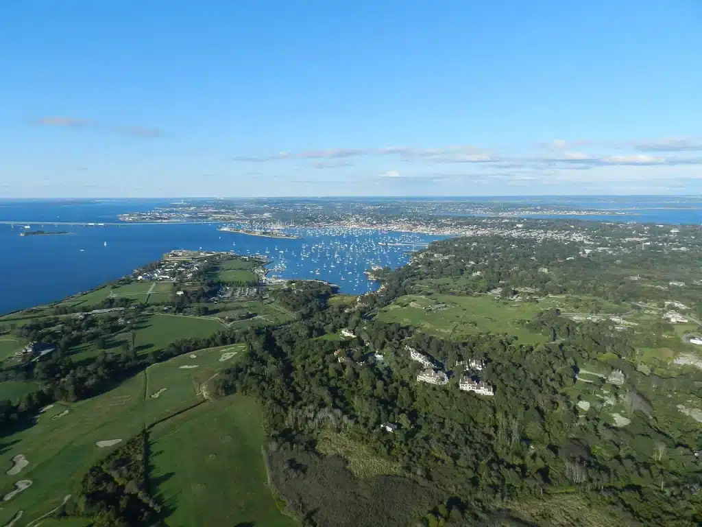 providence vs newport - newport rhode island aerial shot
