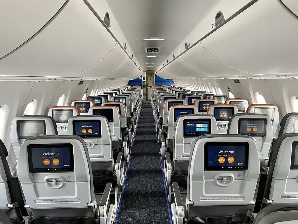 example of an interior of a Jetblue airbus A220