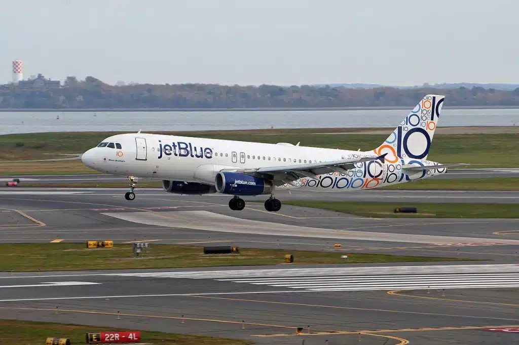 JetBlue airways uses the Airbus A320 on routes between Newark Airport and Boston Logan International Airport