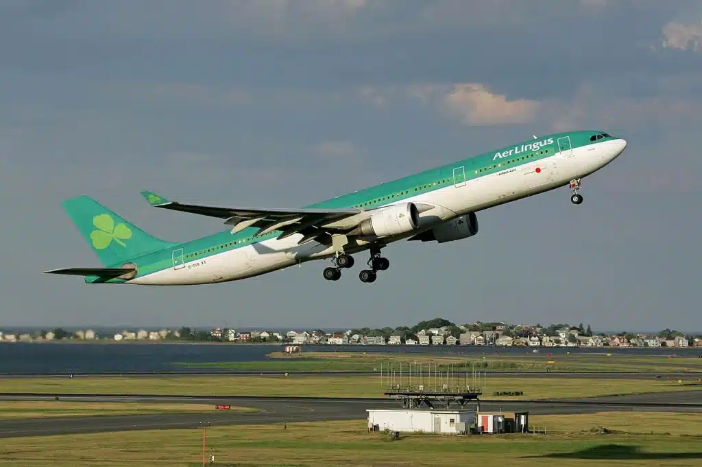 Aer Lingus A330 taking off from Boston Logan International Airport