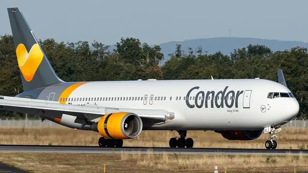Condor Airlines Boeing 767 taxing at Frankfurt Airport using Condor's old Thomas Cook Livery.