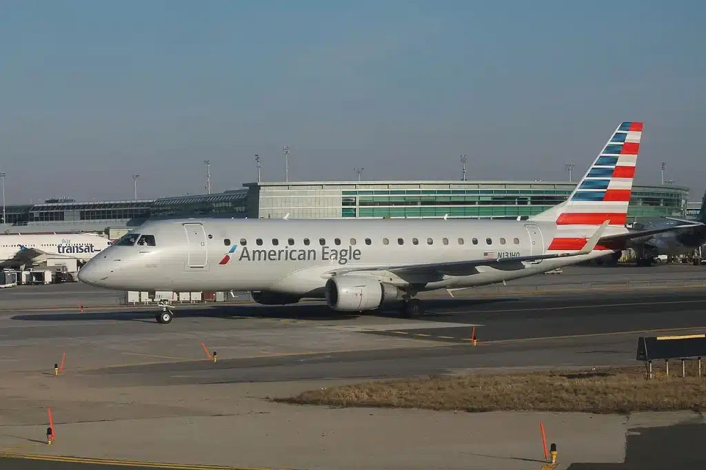 American Eagle Embraer 175 taxing at Toronto Pearson International Airport