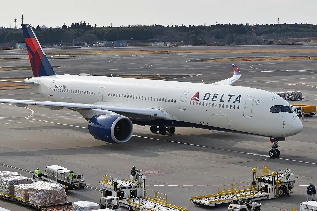 Delta Air Lines Airbus A350 parking at the gate at KSEA