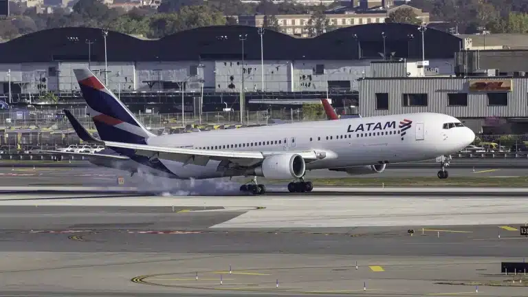 LATAM Boeing 767 landing at JFK Airport in New York