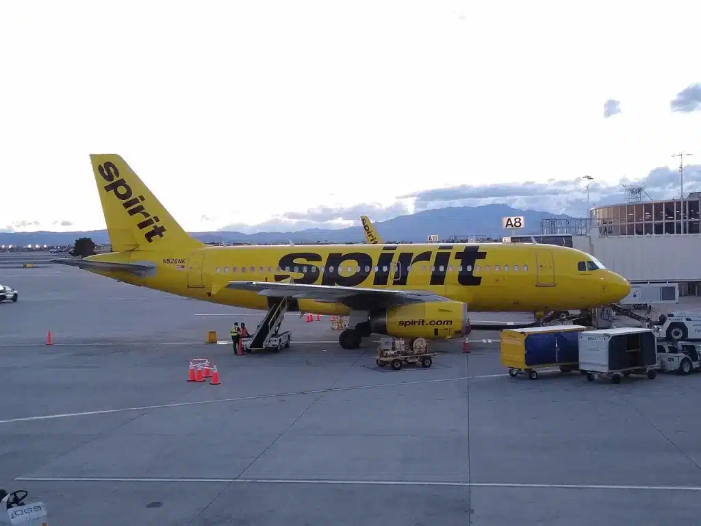 Spirit A319 parked at the gate at Las Vegas