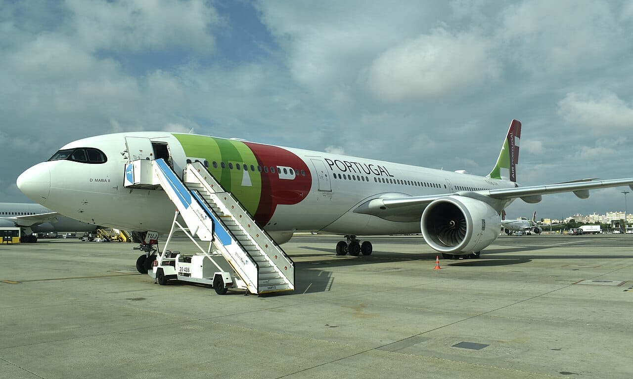 Tap Air Portugal Airbus A330 at the ramp ready to take on passengers.