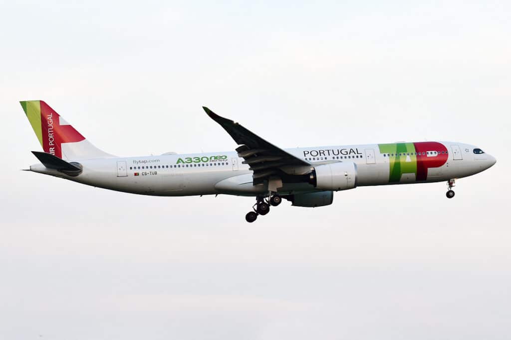 An Airbus A330neo coming in for a landing. The neo has better fuel efficiency that it's variants.