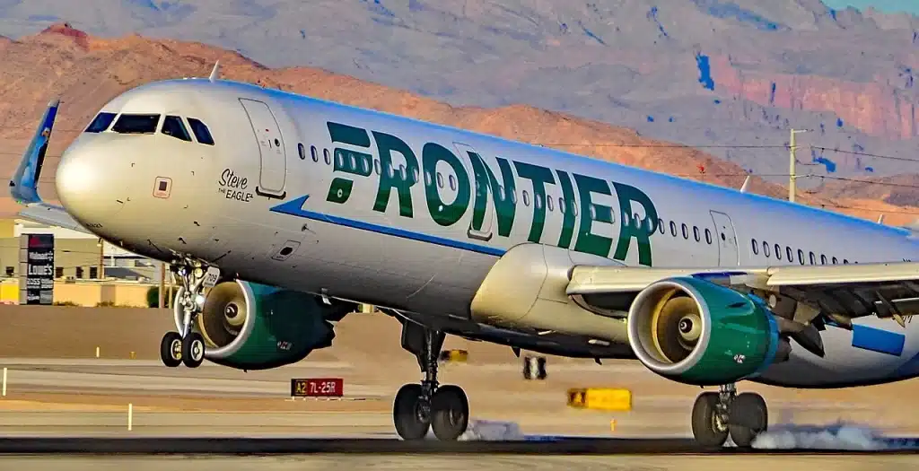 Frontier's Airbus A321 taking off from Las Vegas.