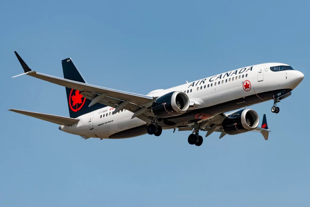 The Air Canada Boeing 737 Max 8 flies the longest route to New York, which is from Vancouver.