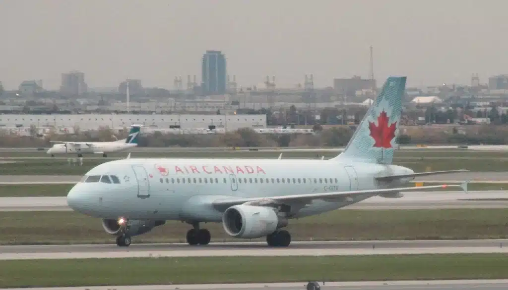 Air Canada Airbus A320 taxing at New York-JFK Airport.