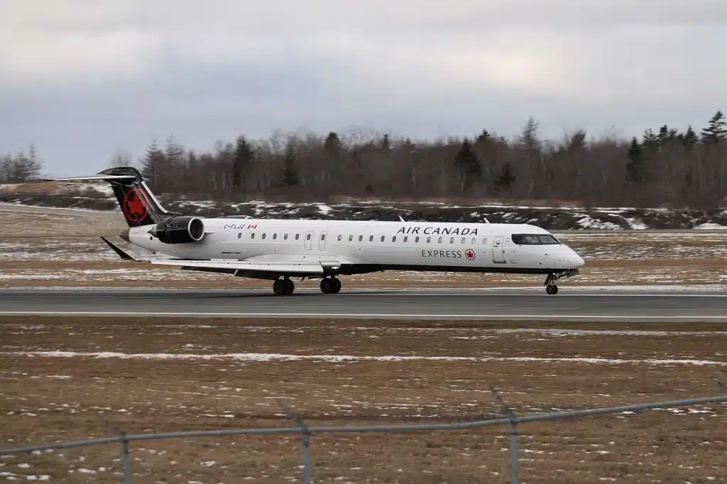 Air Canada Express CRJ-900s are used on shorter routes between Canada and New York City.