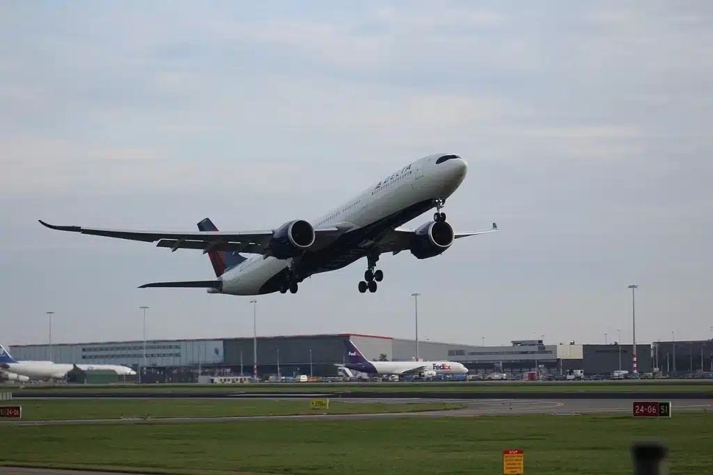 Delta Air Lines Airbus A330-900neo taking off.