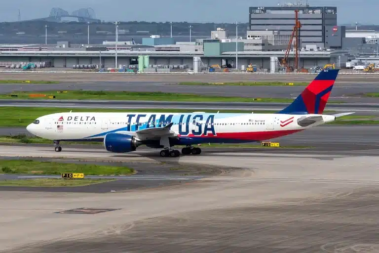 Delta Airbus A330-900neo in it's Team USA livery.