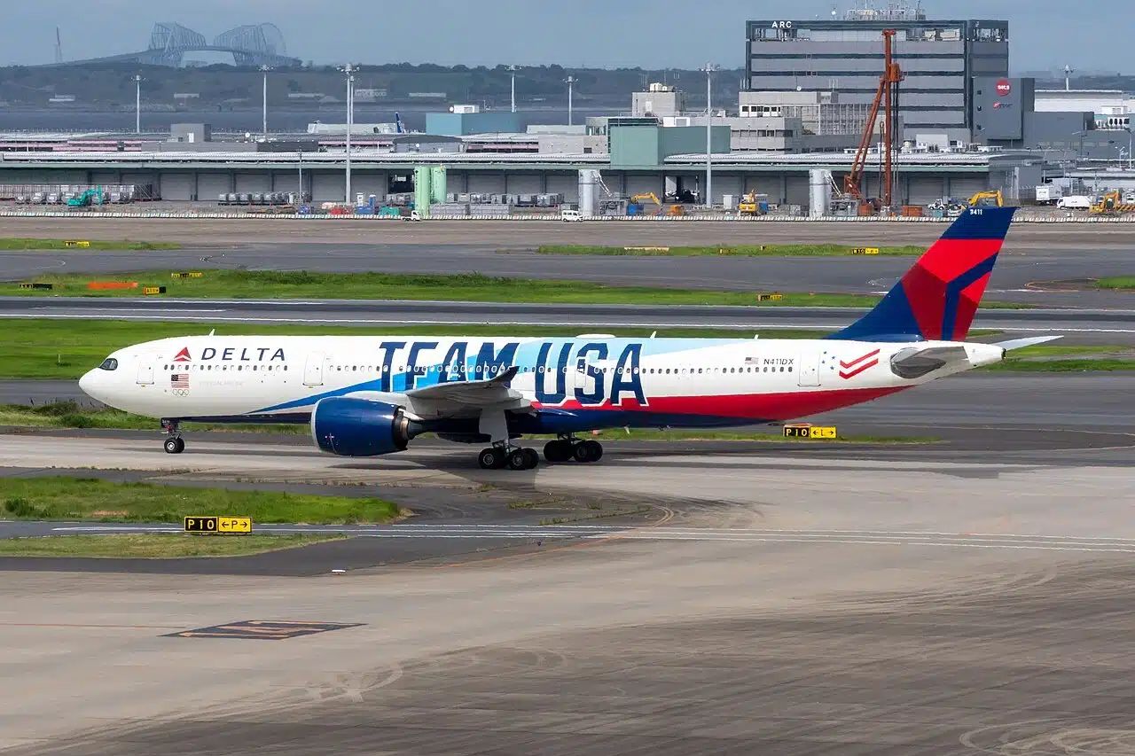 Delta Airbus A330-900neo in it's Team USA livery.