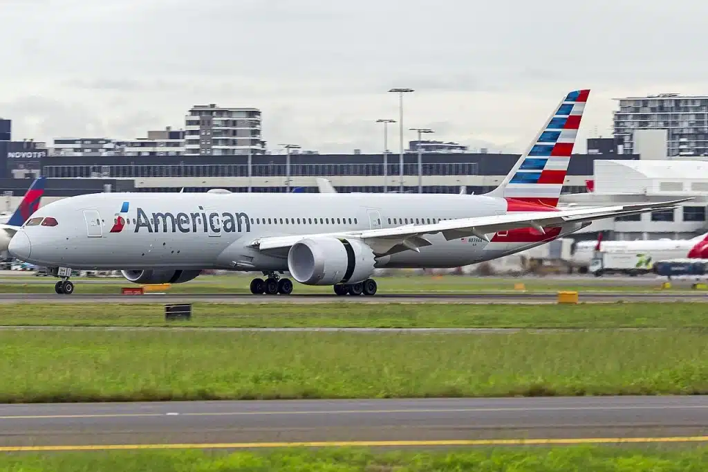 American's Boeing 787 taxiing in Sydney, Australia.