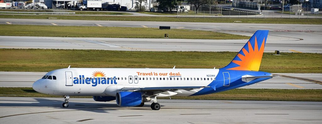 Allegiant Air Airbus Taxiing at Fort Lauderdale International Airport.