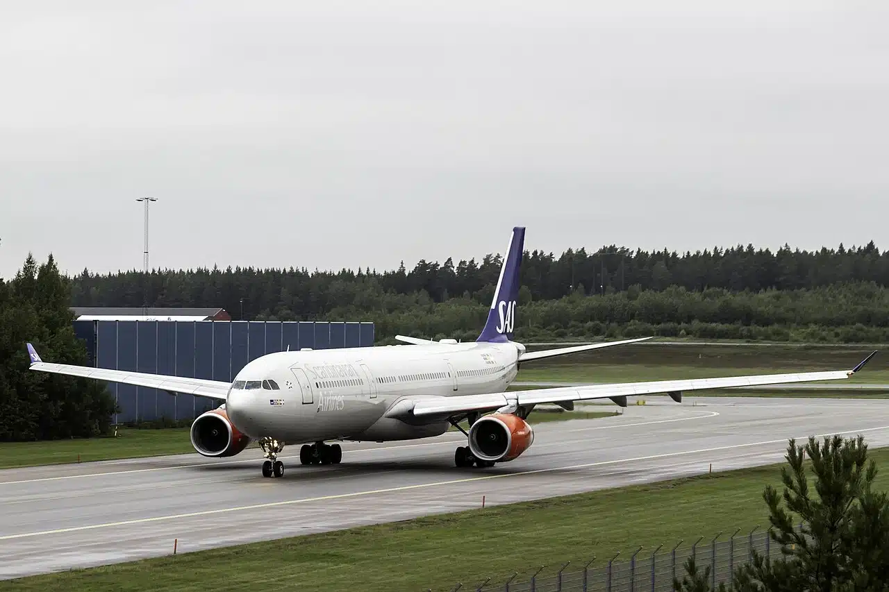 SAS Airlines Airbus A330 taxiing in Stockholm.