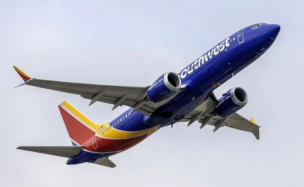 Southwest Airlines Boeing 737 Max 8 taking off from Baltimore.