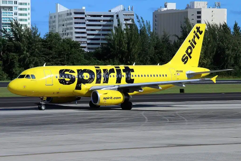 Spirit Airlines Airbus A319 taxiing.