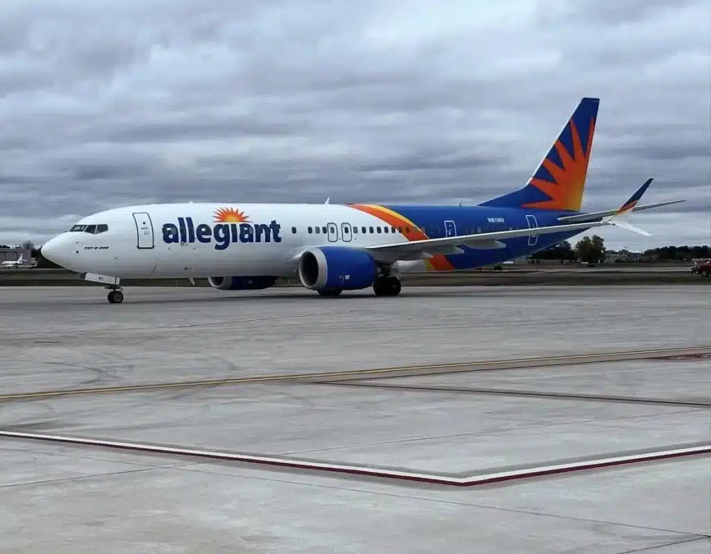 Allegiant Air Boeing 737 Max 8 at South Bend Airport.