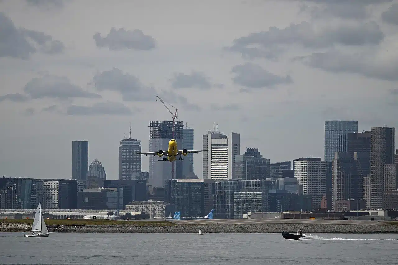 Spirit Airlines taking off from Boston - Logan.