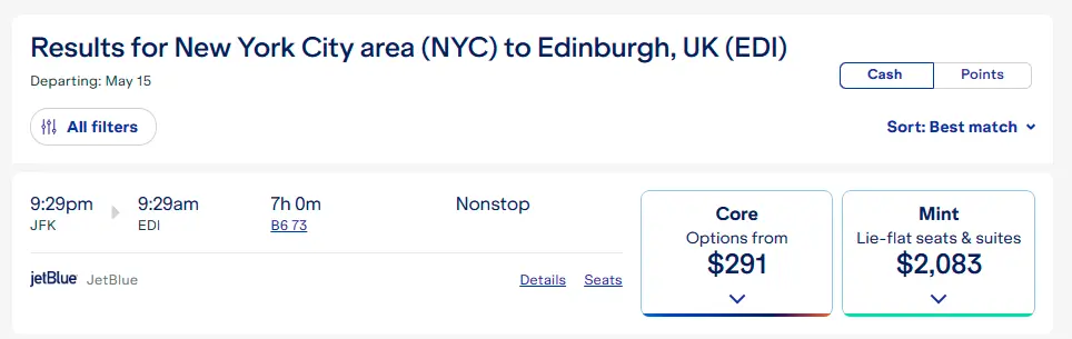 JetBlue might be the more lucrative option for travelers looking to save a few bucks on flights to Scotland.