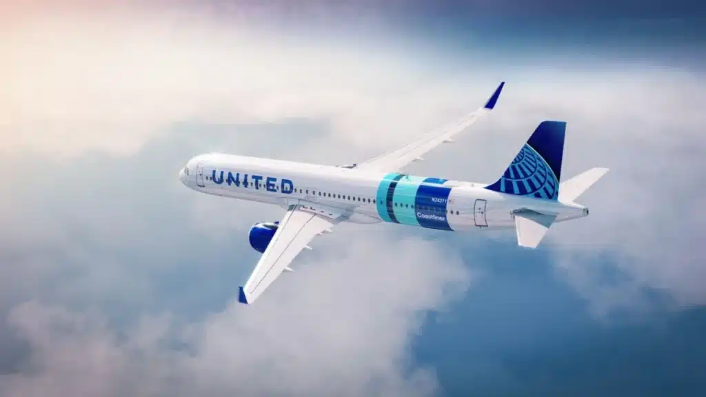 A rendering of United's A321NEO Coastliner.