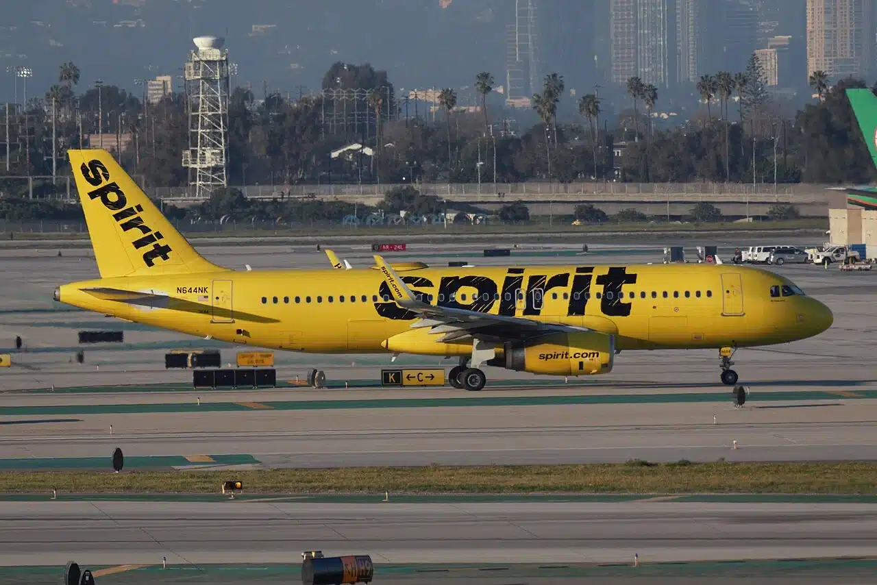 Spirit Airlines Airbus A320 taxiing on the ramp.