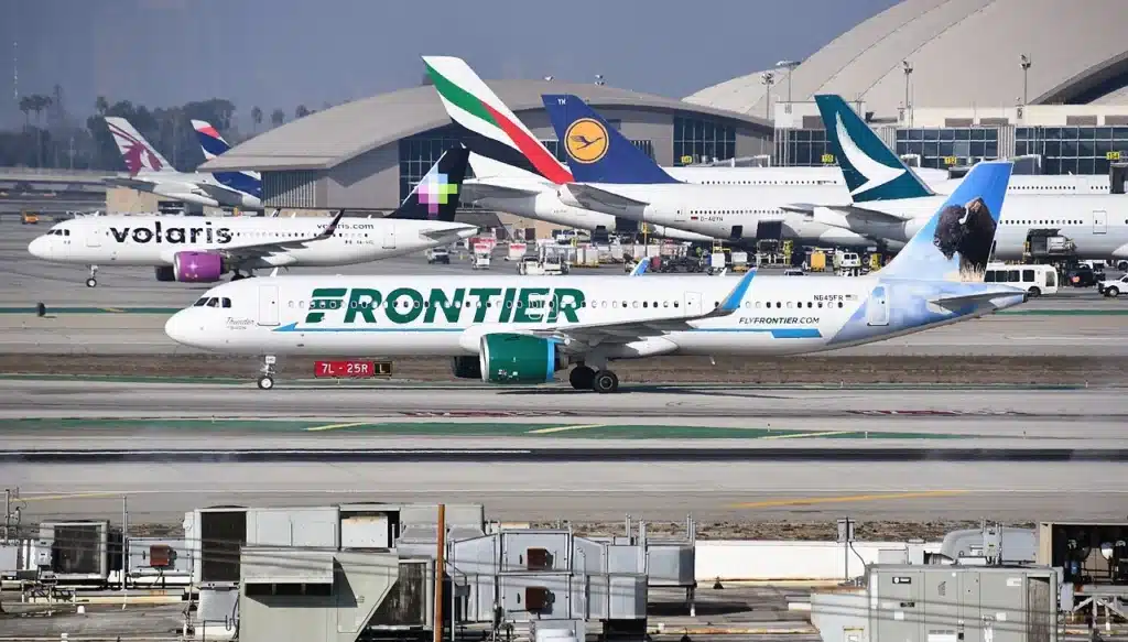 Frontier A321NEO taxiing at LAX.