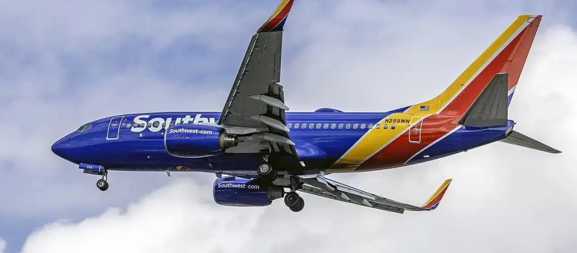 Southwest Airlines landing in Baltimore.