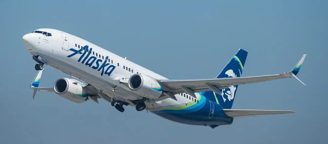 Alaska Airlines Boeing 737-800 departing out of Los Angeles.