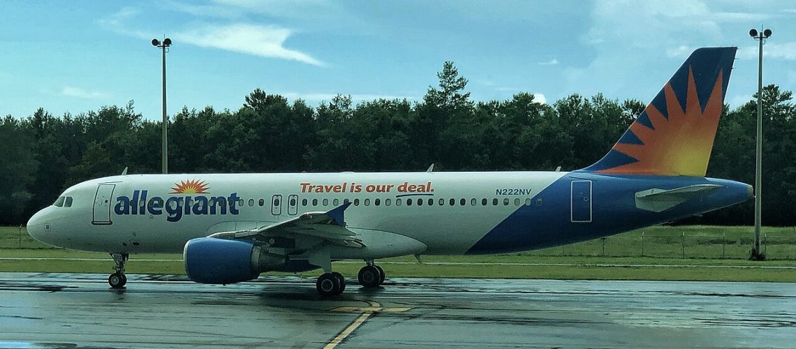 Allegiant Airbus A319 taxiing from the gate.