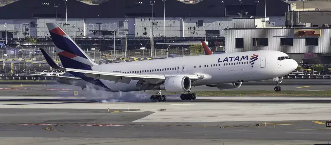 LATAM Boeing 767 landing at JFK Airport in New York