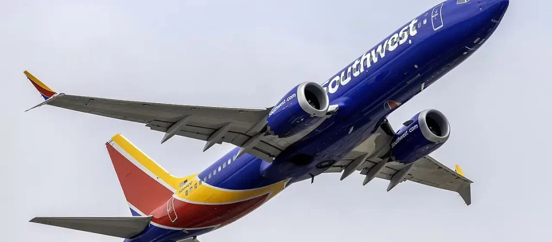 Southwest Airlines Boeing 737 Max 8 taking off from Baltimore.